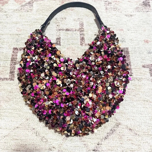 Y2k Pink, gold and black sequin shoulder bag - Picture 8 of 12